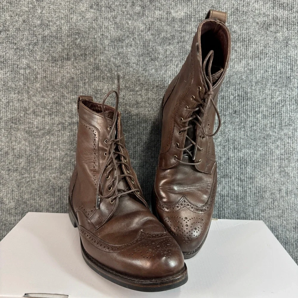Allen Edmonds Dalton Dark Brown Leather Wingtip Dress Boots Dainite Sole 10.5
